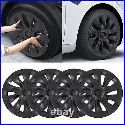 4Pcs 18in Wheel Hubcap Matte Black Cool Sporty For Model 3 2017-2023