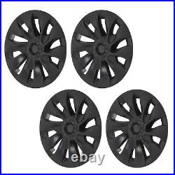 4Pcs 18in Wheel Hubcap Matte Black Cool Sporty For Model 3 2017-2023