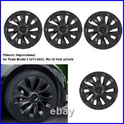 4Pcs 18in Wheel Hubcap Matte Black Cool Sporty For Model 3 2017-2023