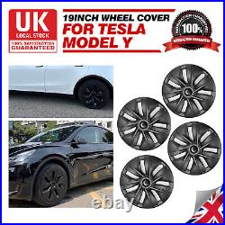 4Pcs 19 Wheel Cover Hubcaps Rim Cover For Tesla Model Y 2020-2023 Matte Black