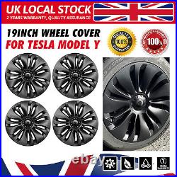 4Pcs 19 Wheel Cover Hubcaps Rim Cover For Tesla Model Y 2020-2023 Matte Black