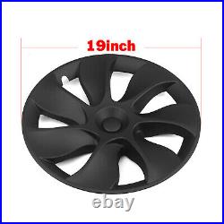 4Pcs 19 Wheel Cover Hubcaps Rim Cover For Tesla Model Y 2020-2023 Matte Black