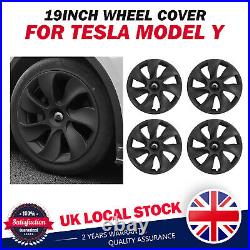 4X 19 Wheel Cover Hubcaps Rim Cover For Tesla Model Y 20-23 Matte Black Durable