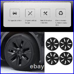 4X Hubcaps Caps Rim Cover For Tesla Model Y 2020-2023 19 Wheel Hub Matte Black