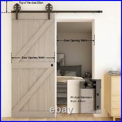 4-13FT Rustic Sliding Barn Wood Door Hardware Track Kit For Single/Double Door