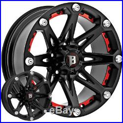 4-18 Inch Ballistic 814 Jester 18x9 6x139.7(6x5.5) -12mm Flat Black Wheels Rims