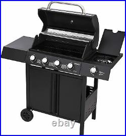 4+1 Gas BBQ Barbecue Garden Outdoor Grill 4 Burners with Hot Plate Hob Black