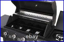 4+1 Gas BBQ Barbecue Garden Outdoor Grill 4 Burners with Hot Plate Hob Black