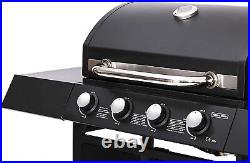 4+1 Gas BBQ Barbecue Garden Outdoor Grill 4 Burners with Hot Plate Hob Black