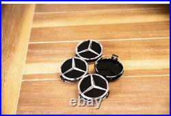 4 Matte Black Wheel Center Hub Caps Emblem Fits Mercedes-benz 75mm/ 3 In