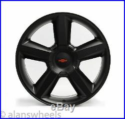 4 NEW Chevy Silverado Avalanche Matte Black 22 Wheels Rims Red Bowtie 5308
