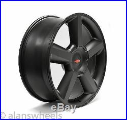 4 NEW Chevy Silverado Avalanche Matte Black 22 Wheels Rims Red Bowtie 5308
