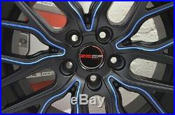 4 Wheels 18 inch Matte Black Blue FLARE Rims fits FORD FOCUS ST 2013 2018