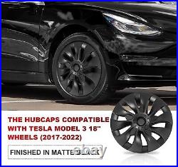 4pcs 18 inch Matte Black Hub Cap Wheel Rim Cover For Tesla Model 3 2020-2023