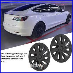 4pcs 18in Wheel Hubcap Matte Black Stylish Look Replacement For Model 3