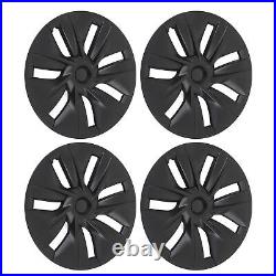 4pcs 19in Wheel Hub Cover Matte Black Anti Scratch Cool For Model Y 2020-2023