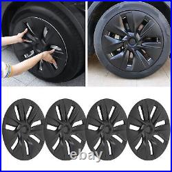 4pcs 19in Wheel Hub Cover Matte Black Anti Scratch Cool For Model Y 20-23