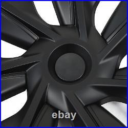 4pcs 19in Wheel Hub Cover Matte Black Anti Scratch Cool For Model Y 20-23