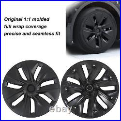 4pcs 19in Wheel Hub Cover Matte Black Anti Scratch Cool For Model Y 20-23