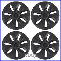 4pcs 19in Wheel Hub Cover Matte Black Anti Scratch Cool For Model Y 20-23