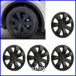 4pcs 19in Wheel Hub Cover Matte Black Sporty Cool Style For Model Y 2020-2023