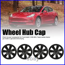 4pcs 19in Wheel Hub Cover Matte Black Sporty Cool Style For Model Y 2020-2023