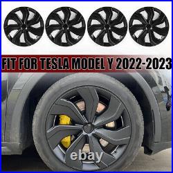 4pcs 19inch Matte Black Hub Cap Wheel Rim Cover Cap For Tesla Model Y 2020-2023