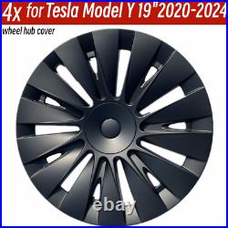 4pcs Wheel Hub Cover fits Tesla Model Y 2020 2024 Matte Black New Design 19