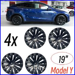 4pcs Wheel Hub Cover fits Tesla Model Y 2020 2024 Matte Black New Design 19