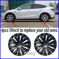 4pcs Wheel Hub Cover fits Tesla Model Y 2020 2024 Matte Black New Design 19