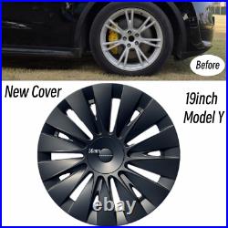 4pcs Wheel Hub Cover fits Tesla Model Y 2020 2024 Matte Black New Design 19