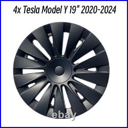 4pcs Wheel Hub Cover fits Tesla Model Y 2020 2024 Matte Black New Design 19