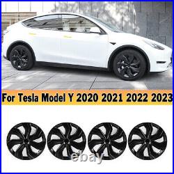 4x 19 Wheel Cover Hubcaps Rim Cover For Tesla Model Y 2020-2023 Matte Black NEW
