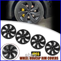 4x 19 Wheel Cover Hubcaps Rim Cover Matte Black For Tesla Model Y 2020-2023 AB