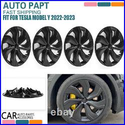 4x 19 Wheel Cover Hubcaps Rim Cover Set For Tesla Model Y 2020-2023 Matte Black