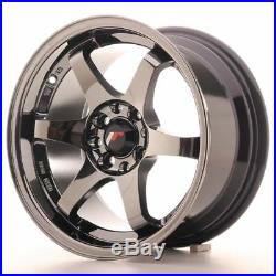 4x JAPAN RACING JR3 15x8 ET25 4x100/108 Black Chrome Alloy Wheels Rims