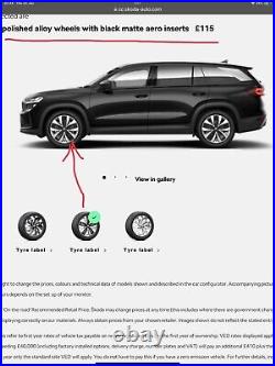 4x Skoda Kodiaq AERO INSERTS Wheel Trims For 19 Talgar Alloy Wheels Matte Black