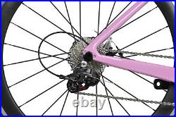 52cm Road Bike Full Carbon Disc Brake 700C Race Frame Alloy Wheels Clincher Pink
