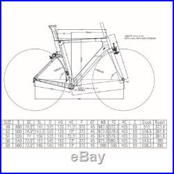 56cm AERO Full Carbon Road bike frame 700C Wheel Clincher Fork seatpost V brake