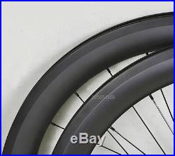 56mm Carbon Clincher Wheel Road Bicycle 700C UD Matt 11s Black 27mm Rims U shape