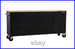 72 Steel Matte Black 15 Drawer Lockable Tool Chest Garage Cabinet Work Bench