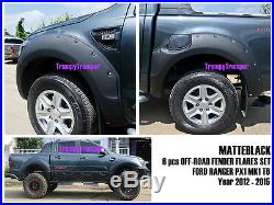 9 Matte Black Off-road Fender Flares Wheel Arch For Ford Ranger Px T6 2012-2015