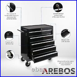 AREBOS Workshop trolley Tool trolley Toolbox 5 drawers ball bearings Black