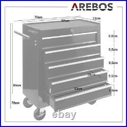 AREBOS Workshop trolley Tool trolley Toolbox 5 drawers ball bearings Black