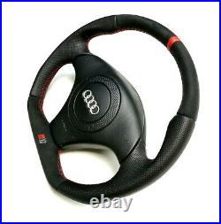 AUDI A4 S4 (B5) TT custom flat bottom steering wheel FULL ALCANTARA + leather
