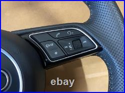 Audi A3 8v S Line Flat Bottom Leather Steering Wheel Black With Round Airbag