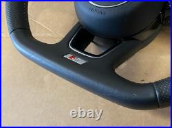 Audi A3 8v S Line Flat Bottom Leather Steering Wheel Black With Round Airbag