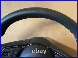 Audi A3 8v S Line Flat Bottom Leather Steering Wheel Black With Round Airbag