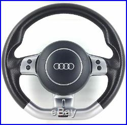 Audi A4 B7 Rs4 A8 Black Flat Bottom Round Steering Wheel Airbag 4e0880201 Bh6ps