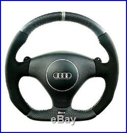 Audi S4 B6 Rs6 C5 Flat Bottom Steering Wheel Alcantara Leather Genuine New Badge